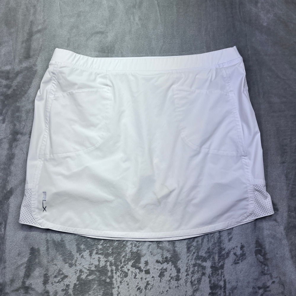 RLX Ralph Lauren‎ White Golf Skort Athletic Stretch Womens XL Pockets Tennis